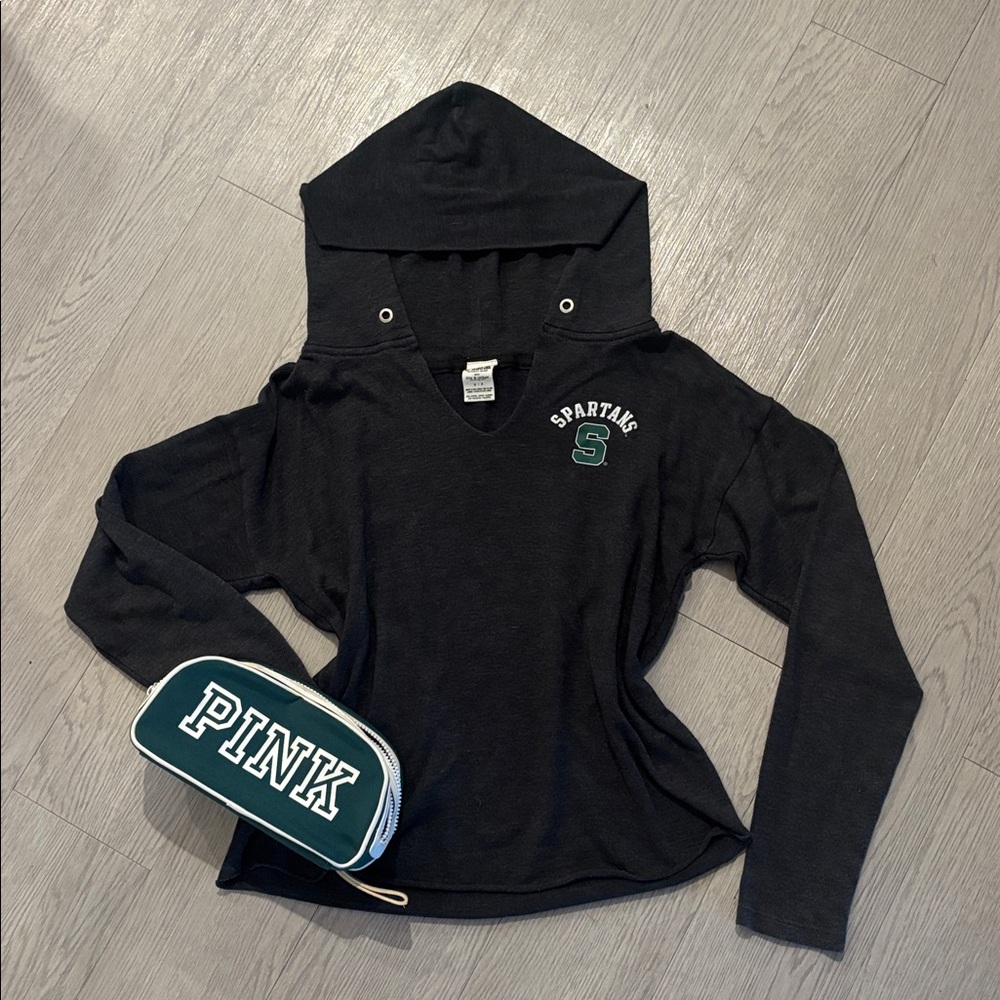 Y2K PINK Victoria’s Secret Michigan State Charcoal Sweatshirt Gray Pullover